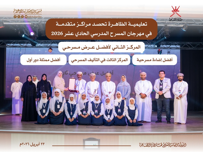 تعليمية محافظة  الظاهرة  تحصد المركز الثاني على مستوى سلطنة عمان في مهرجان المسرح المدرسي الحادي ...